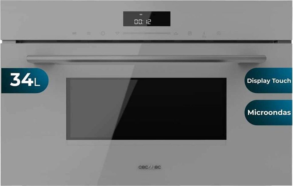 34L Glass Grey Integrierte Mikrowelle mit Mikrowellenfunktion, Grillmodus, Defrost, Auto Menü, Speed cooking, Electronic Timer.