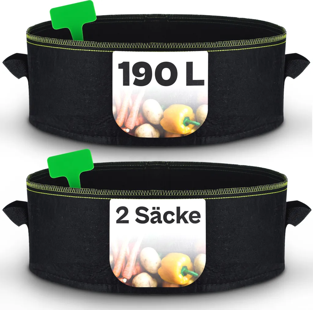 Lit de plantation surélevé pour potager urbain 2x 190L Ø90cm en Textile