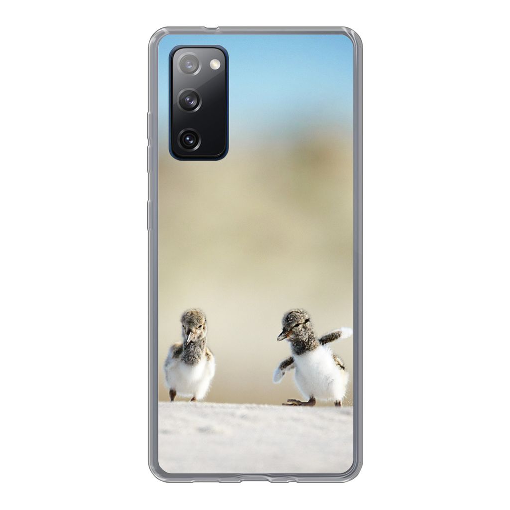 MuchoWow Handyhülle Schutzhülle Hülle für Samsung Galaxy S20 FE Junge - Sand - Vögel Silikon Softcase Handy Hülle - Abdeckung