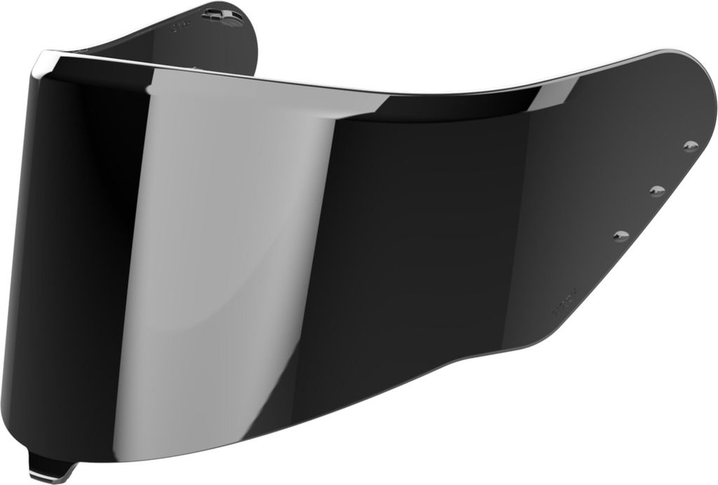 A close-up studio shot of a motorcycle helmet visor.