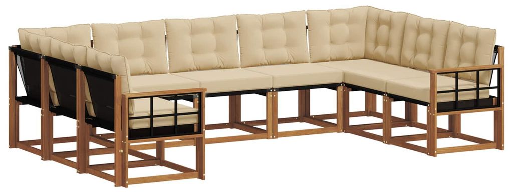 vidaXL Outdoor-Sofagarnitur 9 pcs Natur und Beige Massivholz Akazie