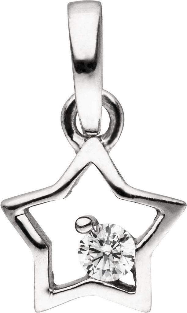 Kinder Anhänger Stern Sternchen 925 Silber Zirkonia weiß Halsschmuck 8,6x8mm
