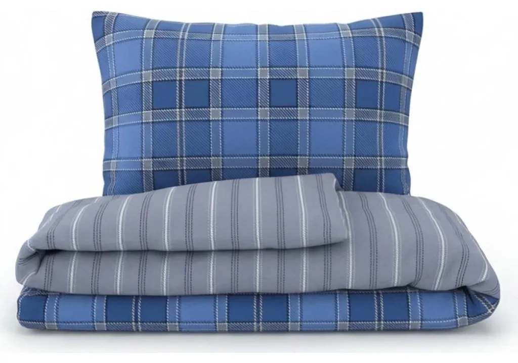 Parure de Lit 200x200 cm en Coton Campus Blue Kvalitex pour Lit Double