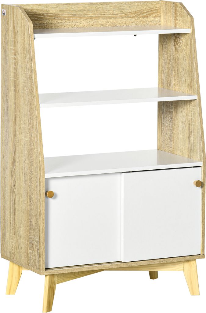HOMCOM Sideboard Beistellschrank Konsolentisch mit Schiebetüren Aufbewahrungsschrank mit 2 offenes Regalen Kommode erhöhtes Design Anti-Kipp-Schu...