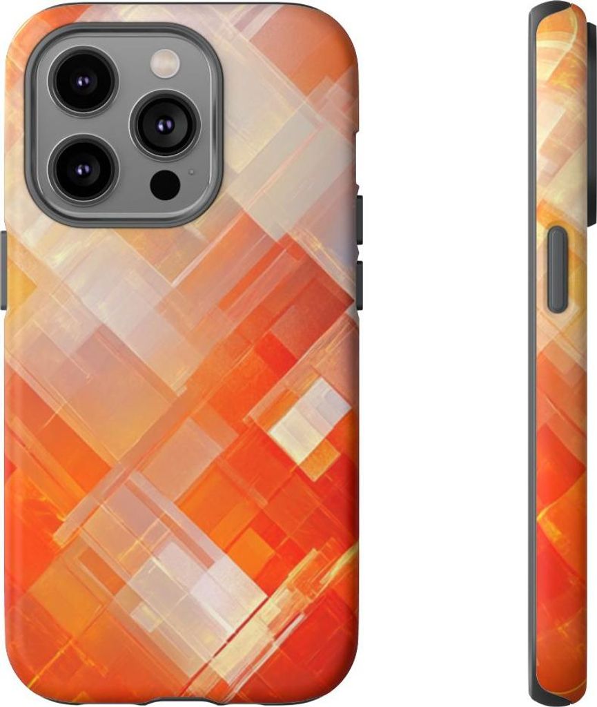 Abstraktes geometrisches Muster in Orange – Hülle Kompatibel mit iPhone 14 Pro
