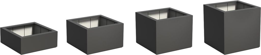 Adezz Pflanzgefäß Carrez mit Boden Fiberglas Pflanzkübel Blumenkübel schwarz
