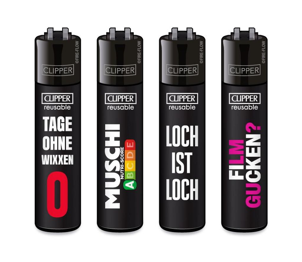 Clipper Feuerzeug 4er Set FFX Sex Sprüche Produktbild 