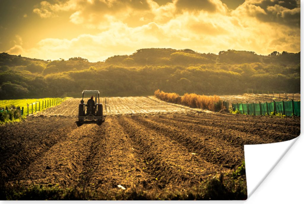 MuchoWow Poster Traktor - Bauernhof - Berg 180x120 cm - Fotoplakat