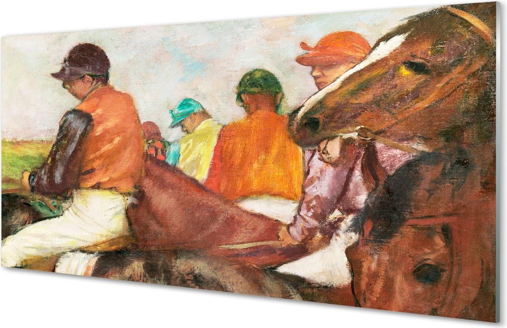 Glasbilder 120x60 Wandkunst Reiter Pferderennen