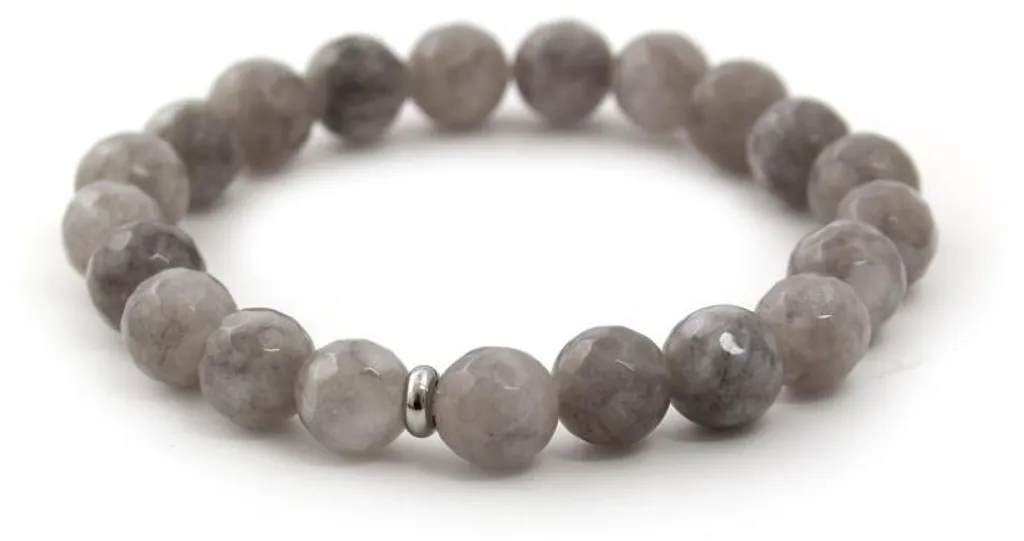 Bracelet en Jade Grise MINK102/17 pour un look Bohème chic naturel