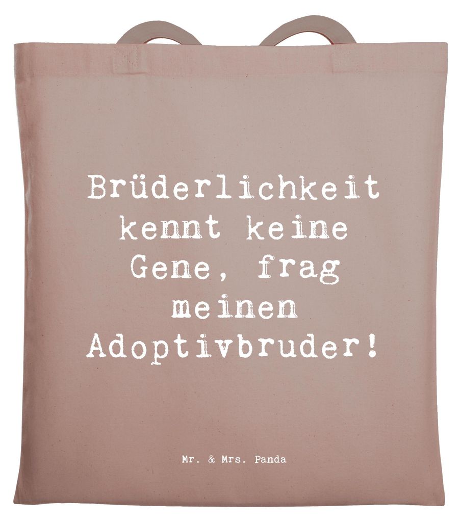 Mr. & Mrs. Panda Stoffbeutel Spruch Adoptivbruder Liebe - Braun Pastell - Geschenk, Tasche, Lächeln, Familienverbindung, Dankeschön, Weihnachten,...