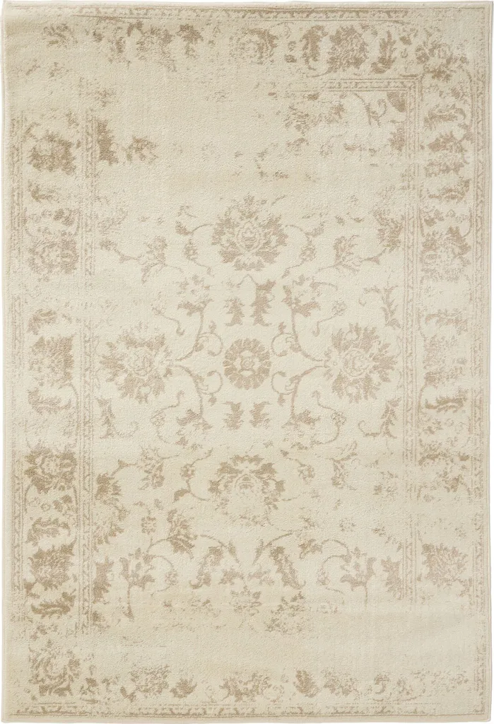 Tapis poils courts Suzuka doux et résistant couleur Crème en 120x170 cm