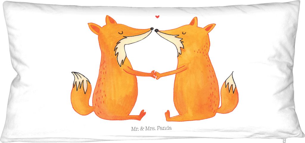 Mr. & Mrs. Panda Kuschelkissen Füchse Liebe - Weiß - Geschenk, Ehe, Pärchen Kissen, Paarkissen, Partner-Kuschelkissen, Partnerkissen, Fuchs, Lie...