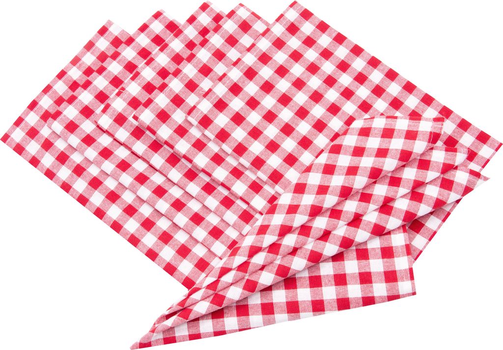 6er Set Stoffservietten, Servietten, 45x45 cm, 100% Baumwolle, rot-weiß kariert