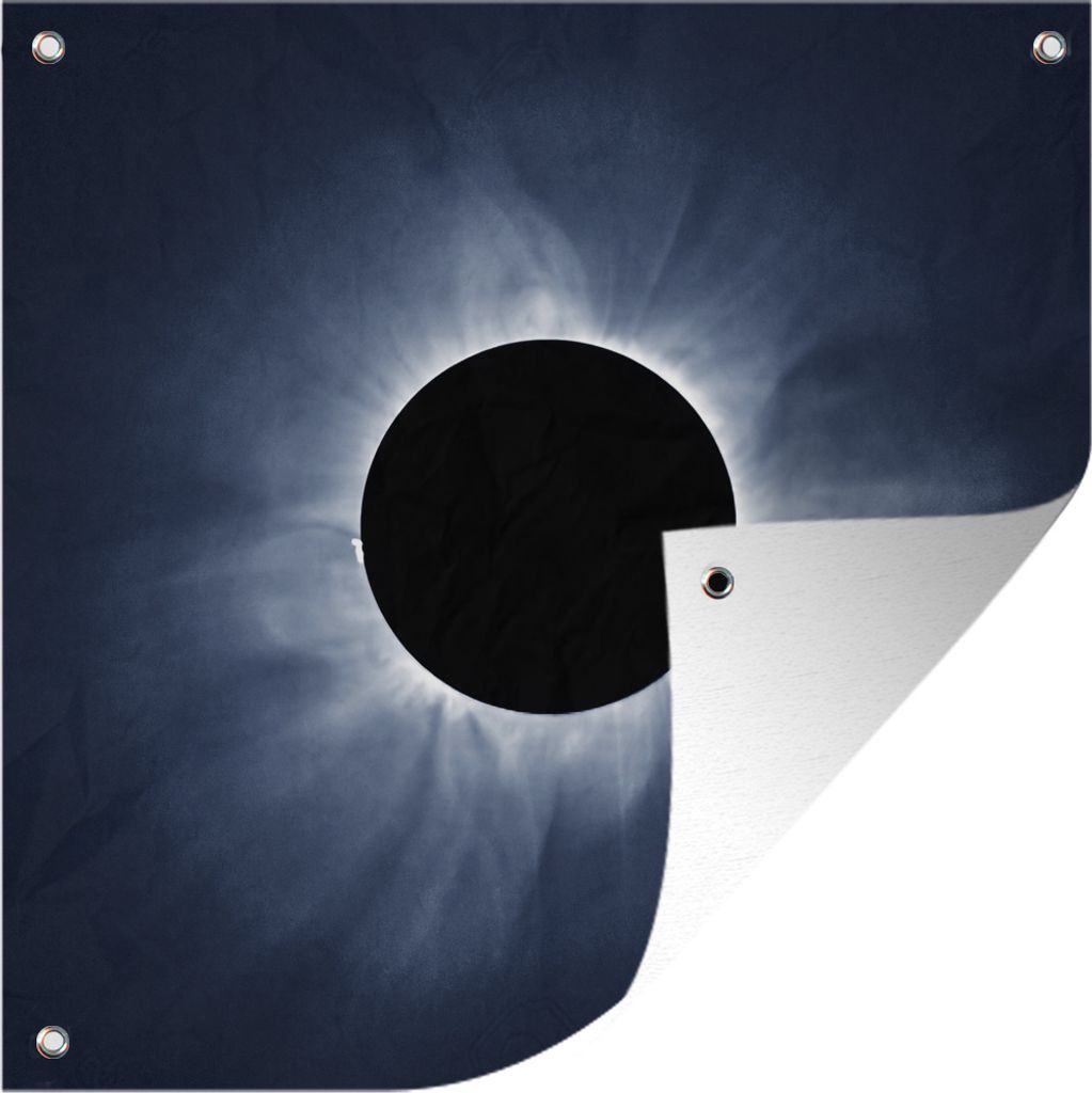MuchoWow 100x100 cm Outdoor-Poster Gartendeko Sichtschutz Garten Poster für den Garten Sonnenfinsternis vor blauem Himmel