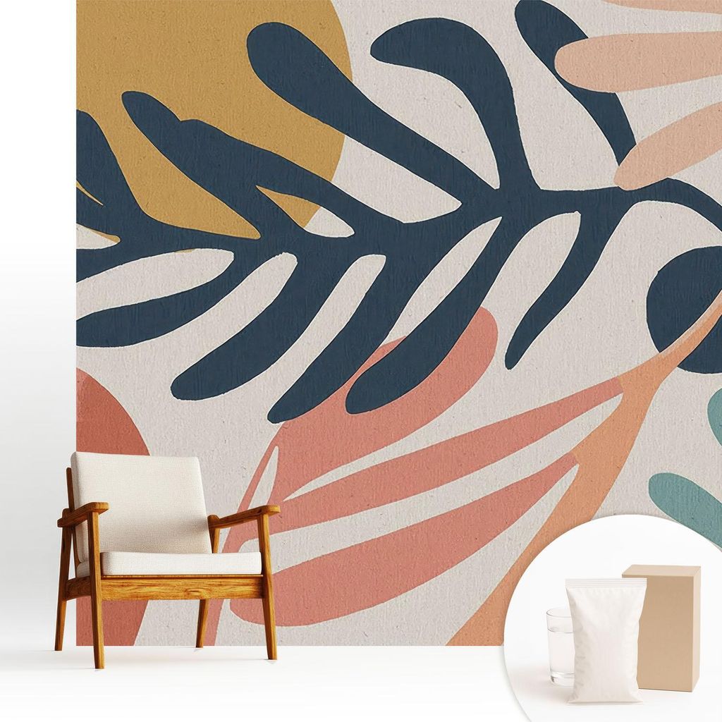 Fototapete - 250x250 cm - Tapete - Wandtapete - Wandbilder - Dekofolie - Tapete Folie - Wand - Dekoration - Wohnzimmer - Blattmuster