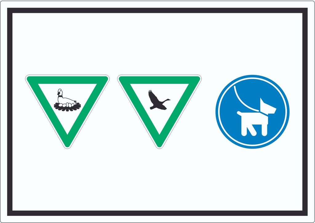 Brut- und Rastgebiet Hund anleinen Symbol Aufkleber A3 (297x420mm)