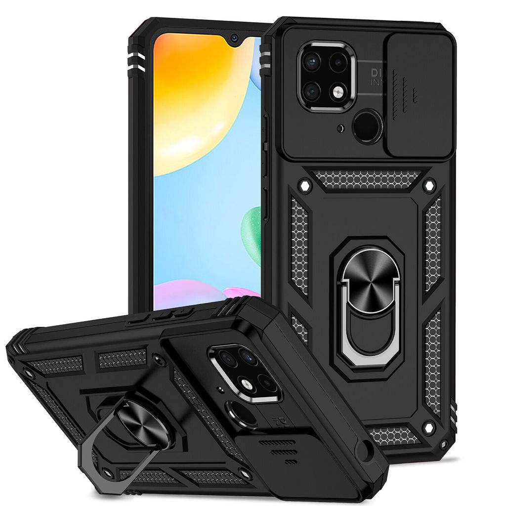 Custodia Militare Per Xiaomi Redmi 10C - Cover A Doppio Strato Con Supporto Metallico Rotante 360° E Piastra Magnetica Per Auto