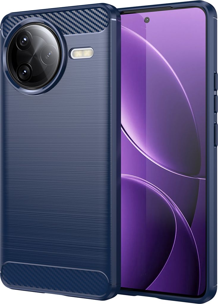 Hülle für Xiaomi Redmi K80 Pro Carbon-Faser Weich TPU Silikon Stoßfest Handyhülle Blau