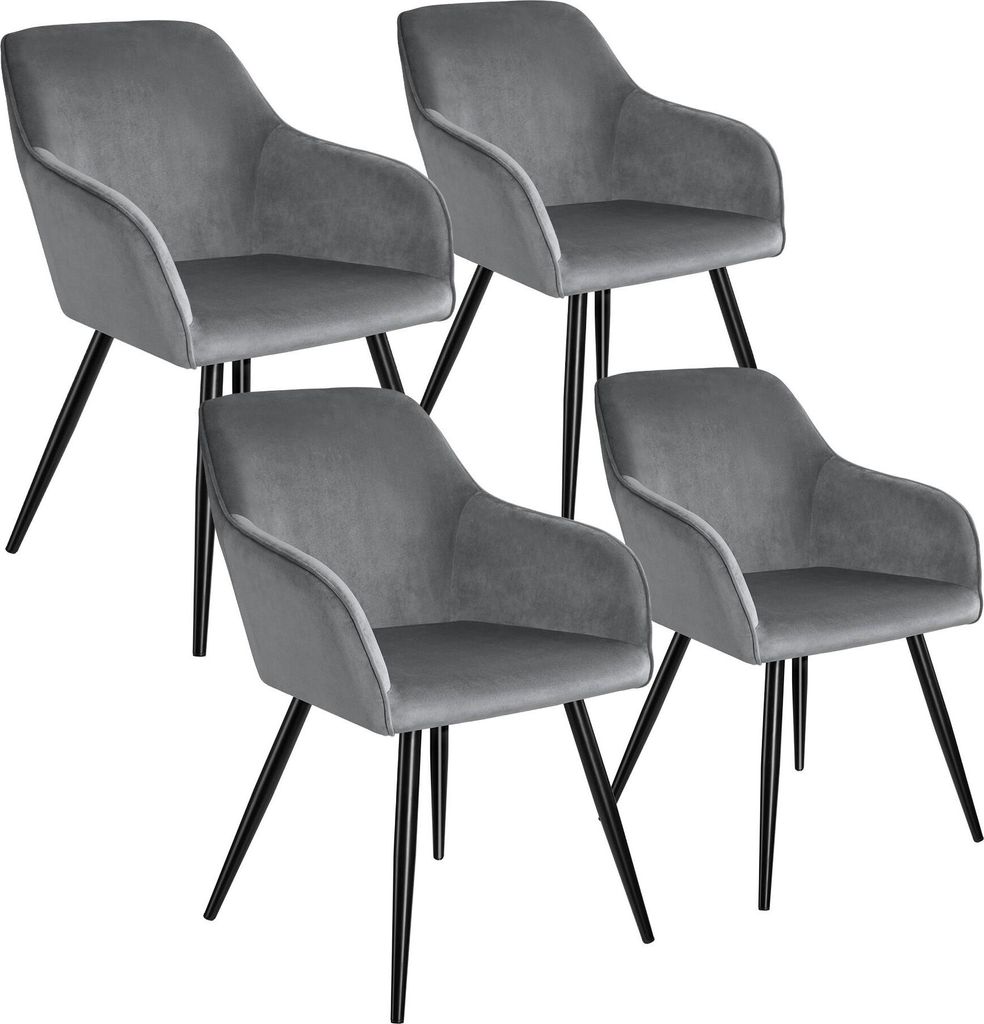 Chaise MARILYN Effet Velours Style Scandinave - gris/noir, Image du produit 