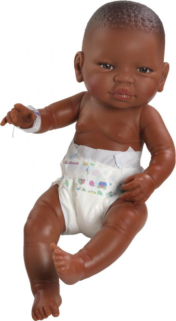 Paola Reina Puppe Bebitos dunkler Junge 42cm mit Windel Spielzeugpuppe