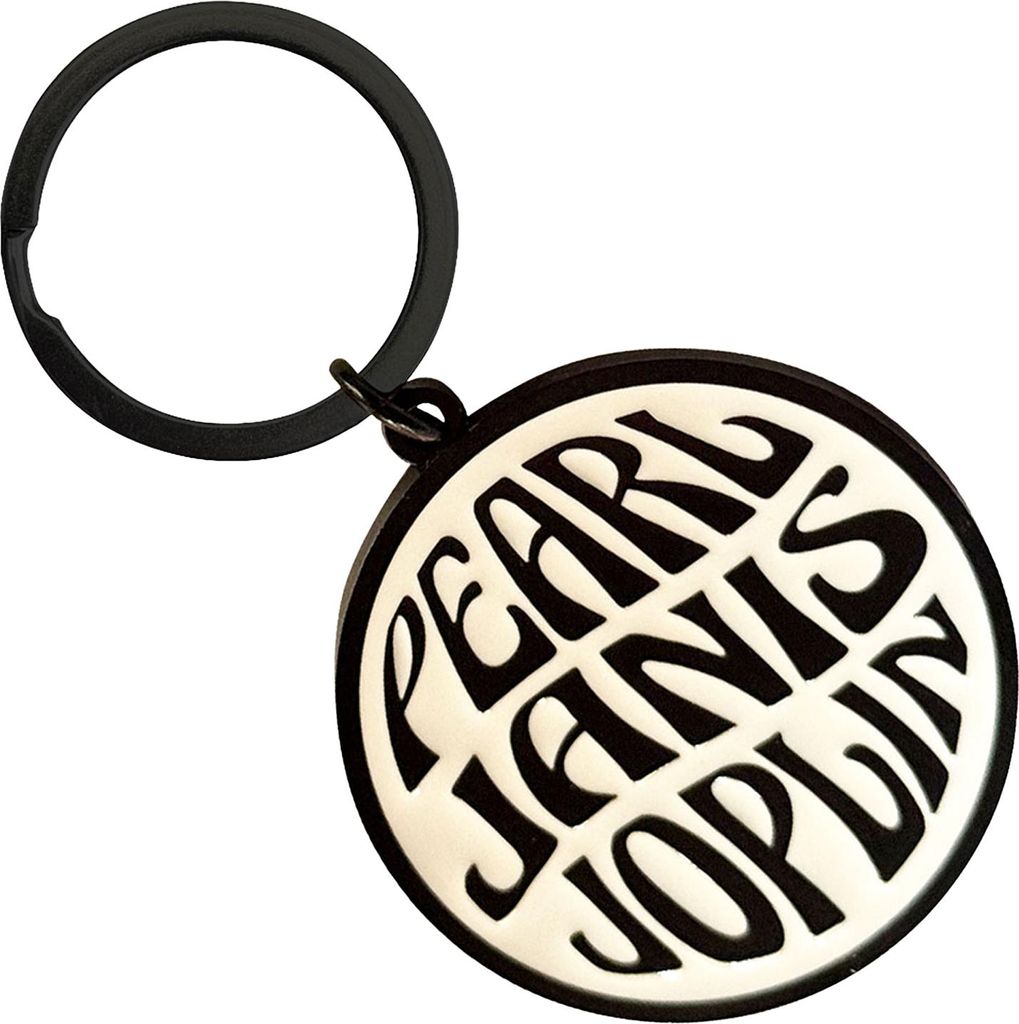 Janis Joplin - "Pearl" Schlüsselanhänger Emblem RO14091 (Einheitsgröße) (Weiß/Schwarz)