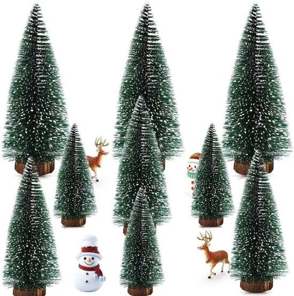 Sapin artificiel neigeux sans perte d'épines - lot 9 pièces bois
