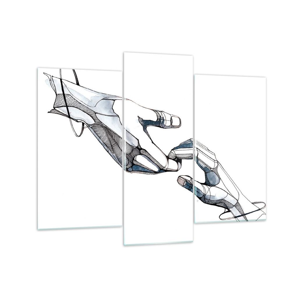 Bilder auf glas - 3 Teile - Surrealismus Hände Hilfe - 130x100cm - Glasbilder - Wandbilder - Bilder - zum Aufhängen bereit - Wanddekoration aus G...
