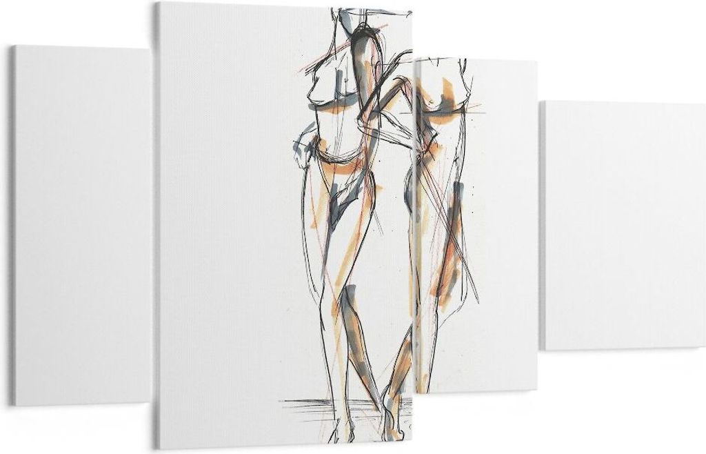 Bild auf Leinwand - Leinwandbild - 4 Teile - Zeichnen Design Mode - 120x70cm - Wand Bild - Wanddeko - Wandbilder - Leinwanddruck - Bilder - Wanddek...