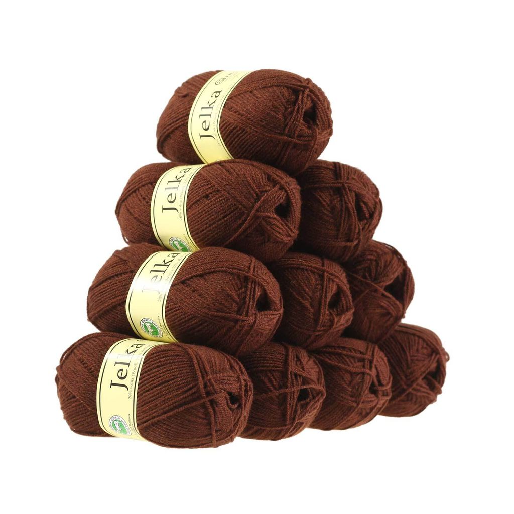 500g Strickgarn Jelka m. 28% Wolle veredelt, Strickwolle, Farbauswahl, Farbe:braun