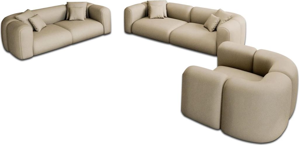 Kunstleder 3-2-1-Sitzer Sofa Set Belio Beige
