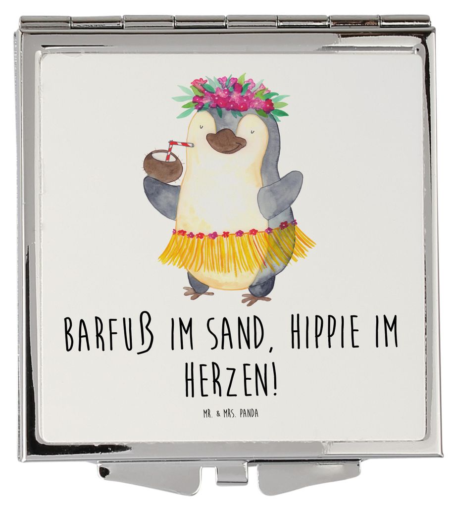 Mr. & Mrs. Panda Taschenspiegel Sommer Hippie - Weiß - Geschenk, Summer Vibes, Frauen Spiegel, Kleiner, Geschenke, Schminkspiegel klein, Frühling...