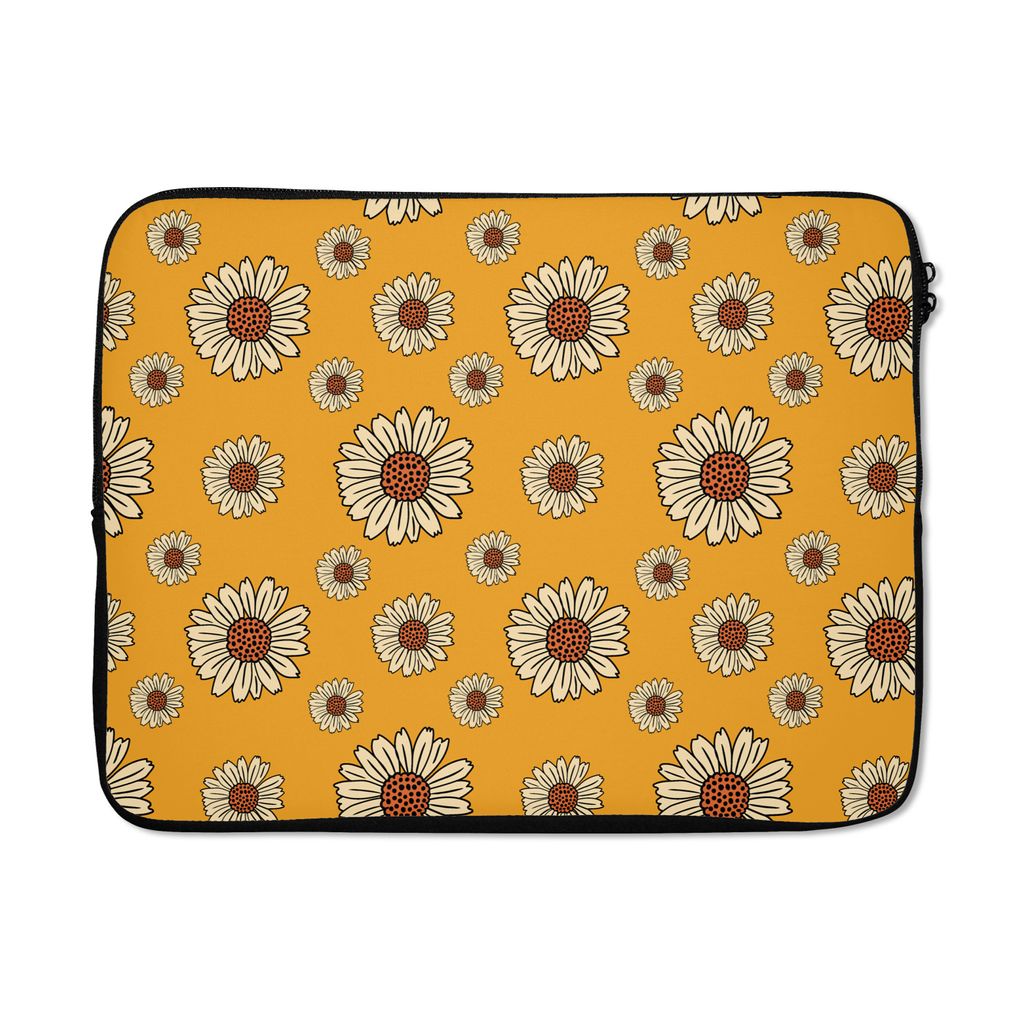 MuchoWow Laptop Hülle 15 Zoll Muster - Vintage - Blumen - Gelb Laptoptasche - Laptoptasche - Sleeve - Rundum-Schutz