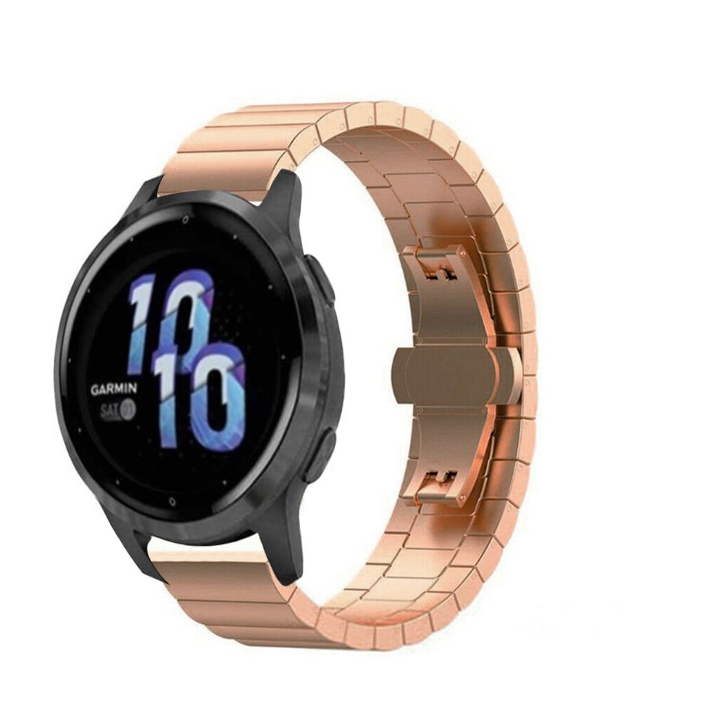 Strap-it Stahlarmband - Kompatibel mit Garmin Venu 2s Armband 40mm - Gliederarmband Edelstahl Butterfly faltschließe für Armband Rosa Gold18mm Sm...