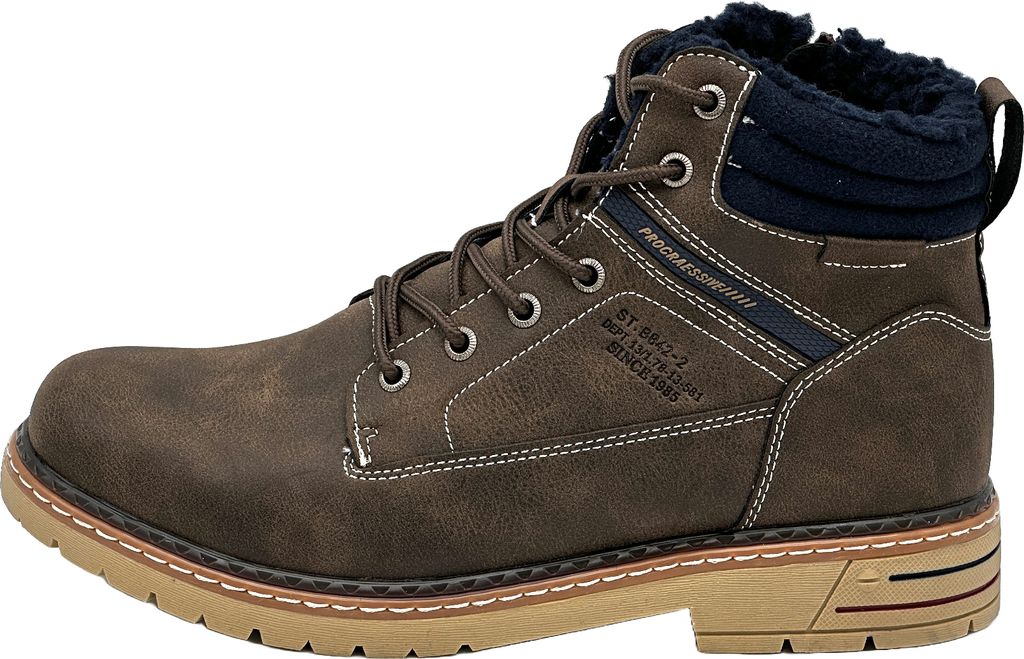 Nowalnd Herren gefütterte Winterstiefel Outdoor Trekking Schuhe, warm und stylish,Braun,42