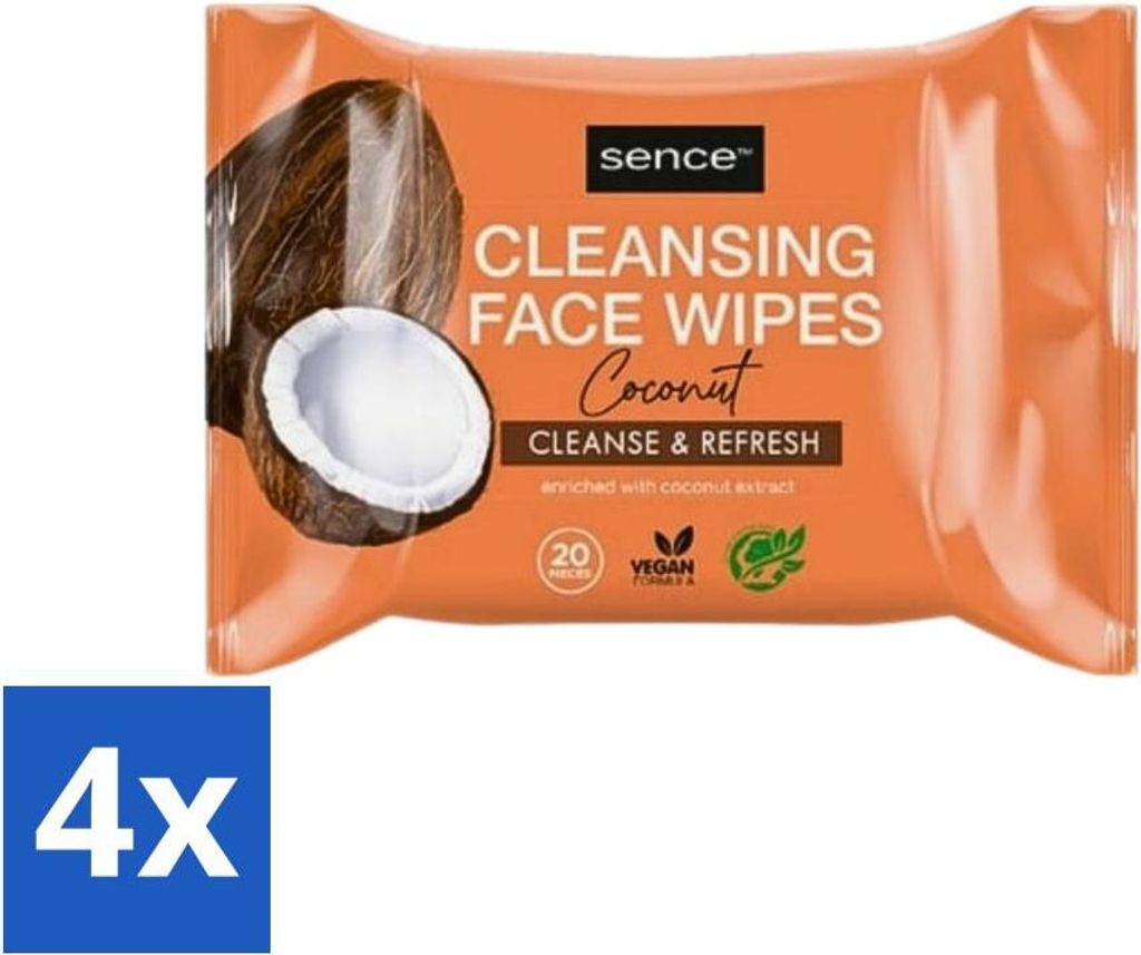 Sence - Coconut - Gesichtsreinigungstücher - Pflegend - 20 Tücher - Vorteilspack - 4 Stücke