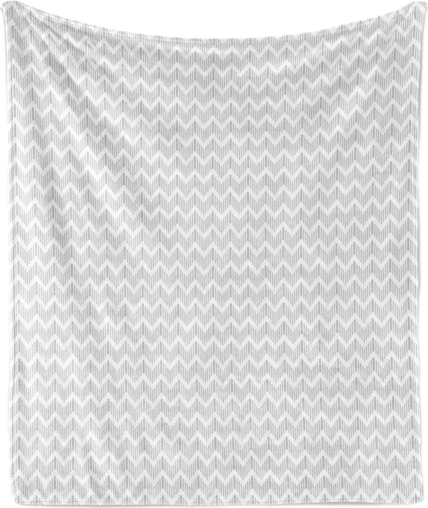 Coperta Flanella ABAKUHAUS 175x230 cm Zigzag Bianco e Tortora
