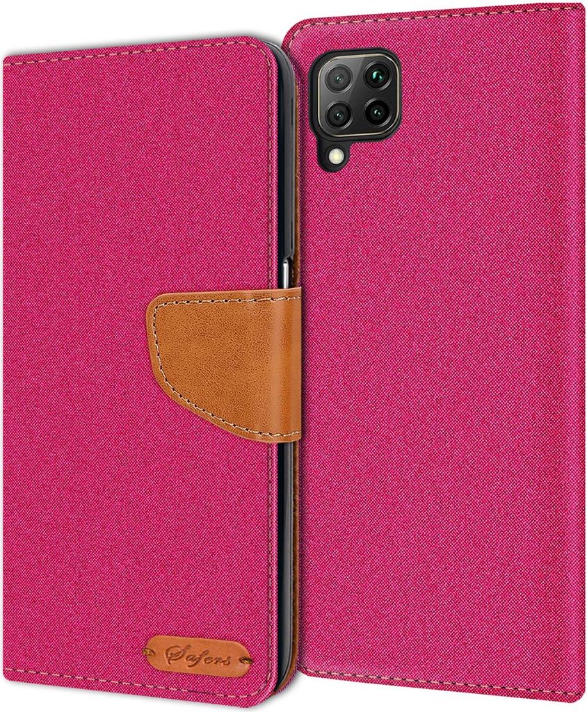 Handy Hülle Huawei P40 Lite Tasche Wallet Flip Case Schutz Hülle Stoff Cover