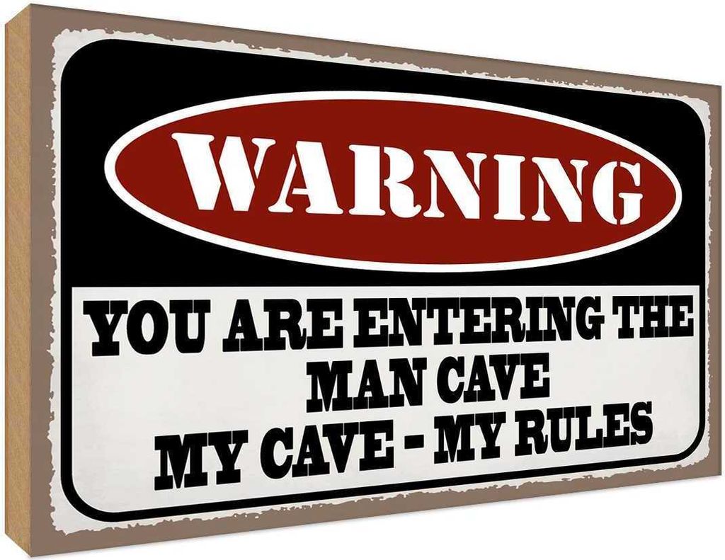 vianmo Holzschild 30x40 cm Warning you entering man cave Warnschild Hinweisschild
