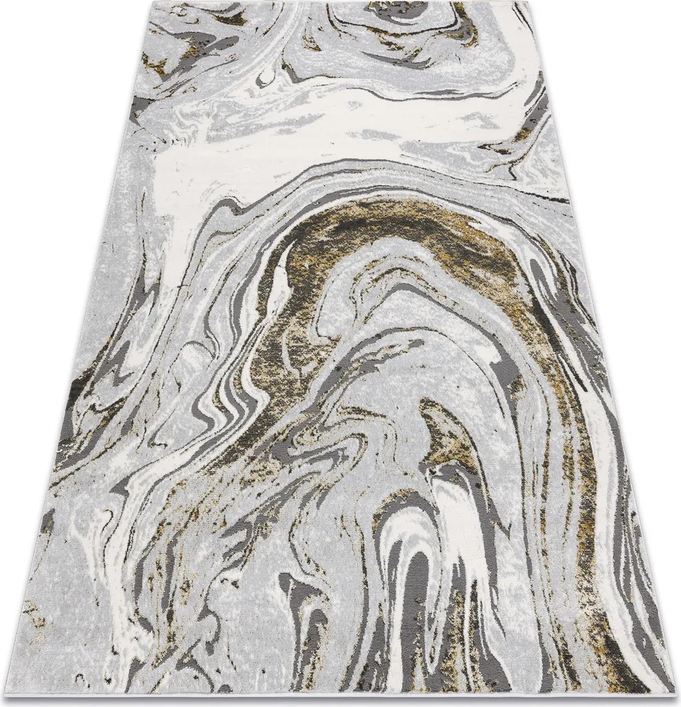 Tapis Abstrait Structurel Gris Doré 80x150 cm - Texture Relief LIRA