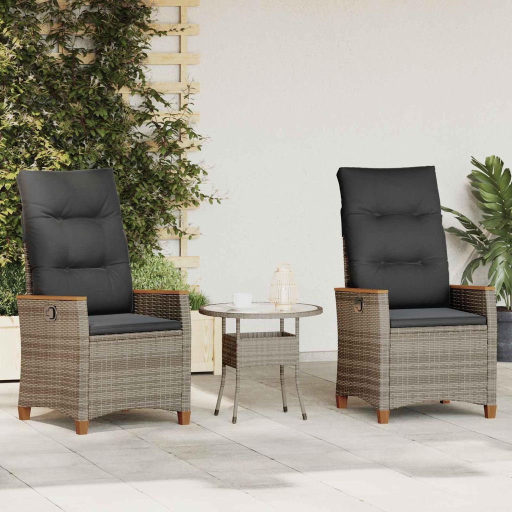 "im Sonderangebot"Verstellbarer Gartenstuhl/Campingstuhl - CLORIS - Balkonmöbel - bis 110 kg - Grau und Dunkelgrau Poly-Rattan - Gartenstühle Pro...