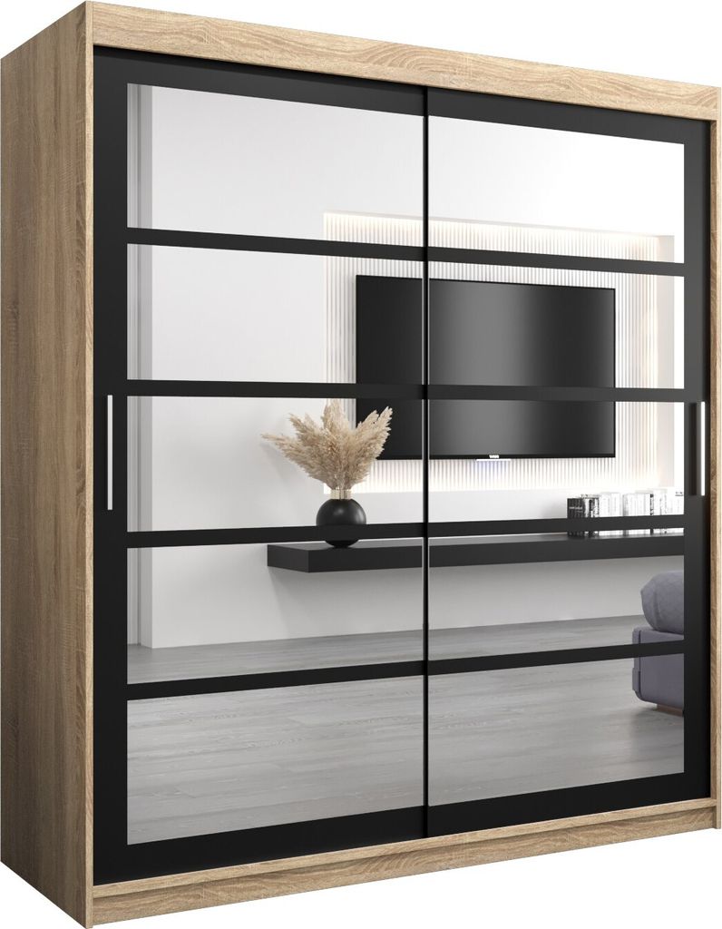 Kleiderschrank, Schiebetürenschrank Schlafzimmer, Schrank mit Spiegel ROMA 2 180 cm