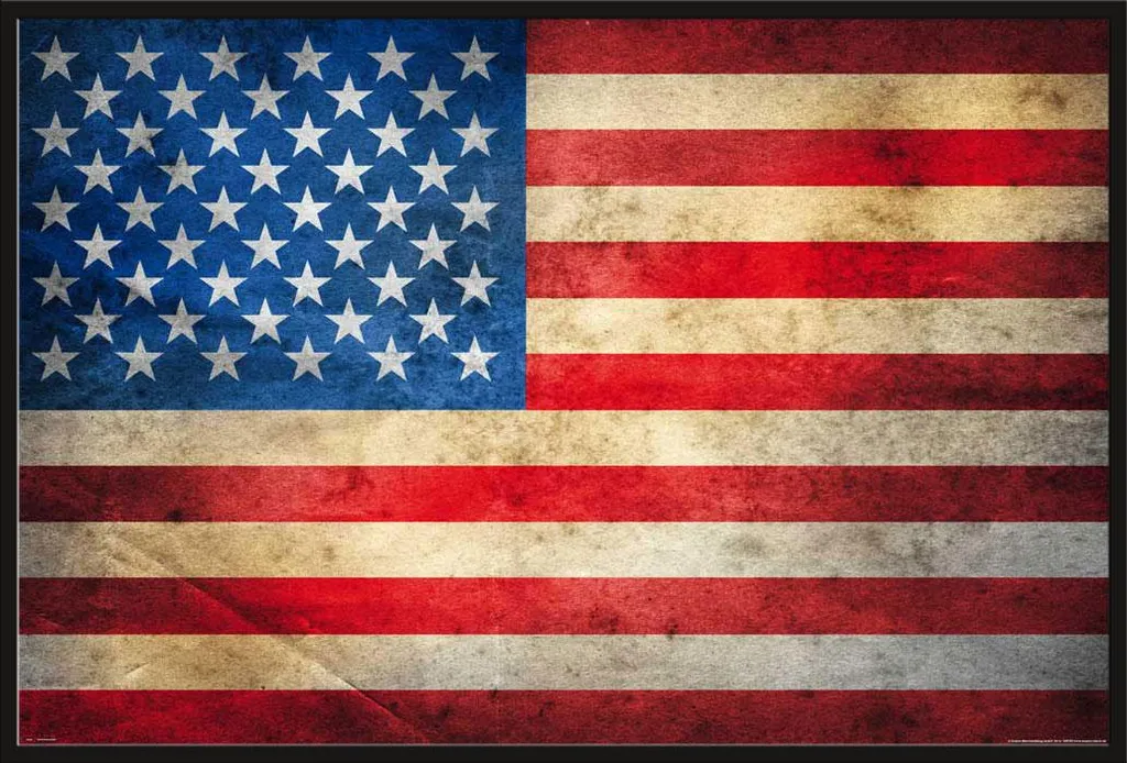 Fini les Posters Froissés : Affiche Drapeau USA sous Cadre de Protection