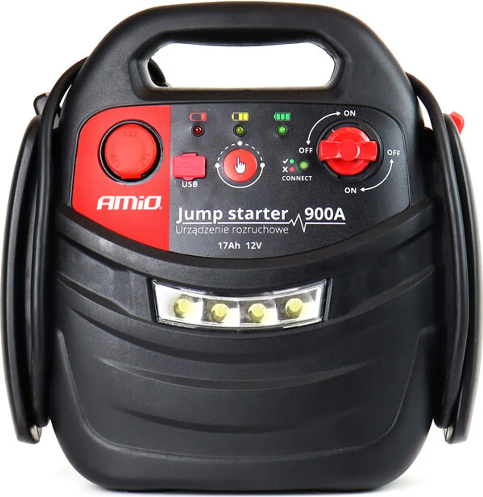 Jump Starter 900A 4-en-1 : Compresseur, Lampe et Chargeur de Secours