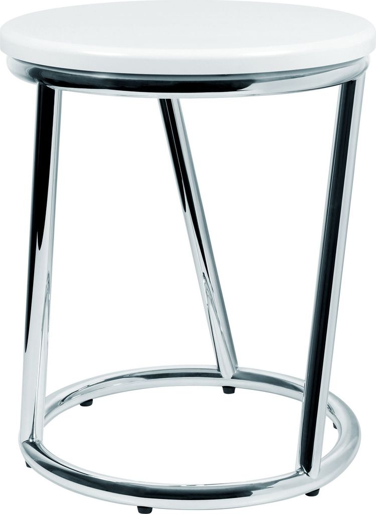 Badhocker Salina außergewöhnliches Design Metall chrom glänzend Sitzfläche weiß rund Badezimmer Garderobe Schlafzimmer