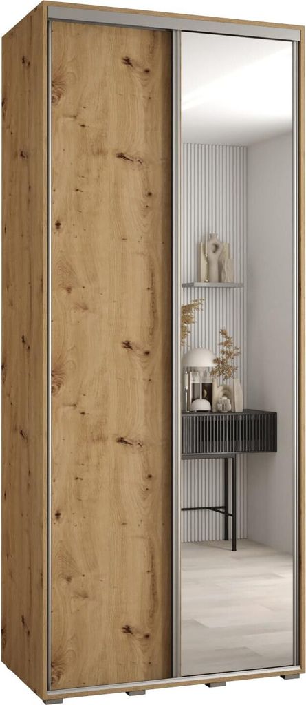 MEBLE KRYSPOL Davos 3 Schrank, zwei Türen - 235,2x110x60 cm - Artisan Artisan Silber