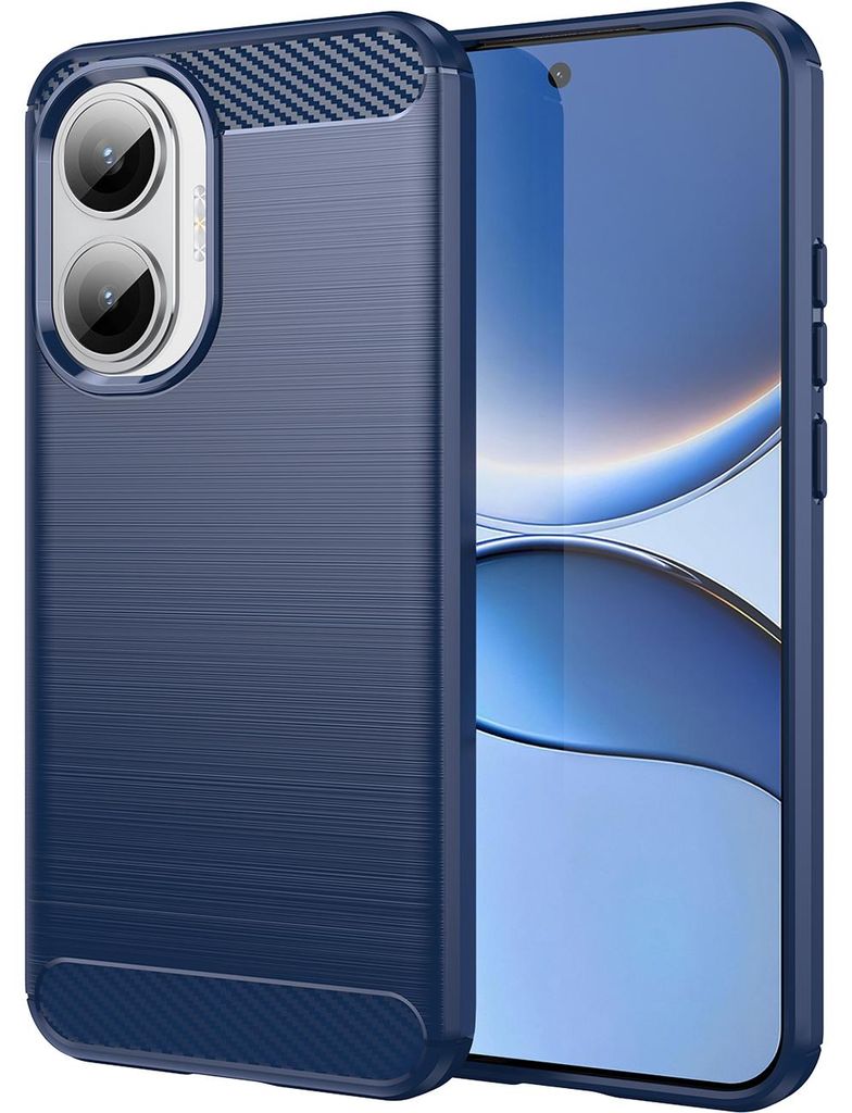 Hülle für Xiaomi Poco F7/Redmi Turbo 4 Pro, Carbon-Faser TPU Silikon Stoßfest Schutzhülle Blau
