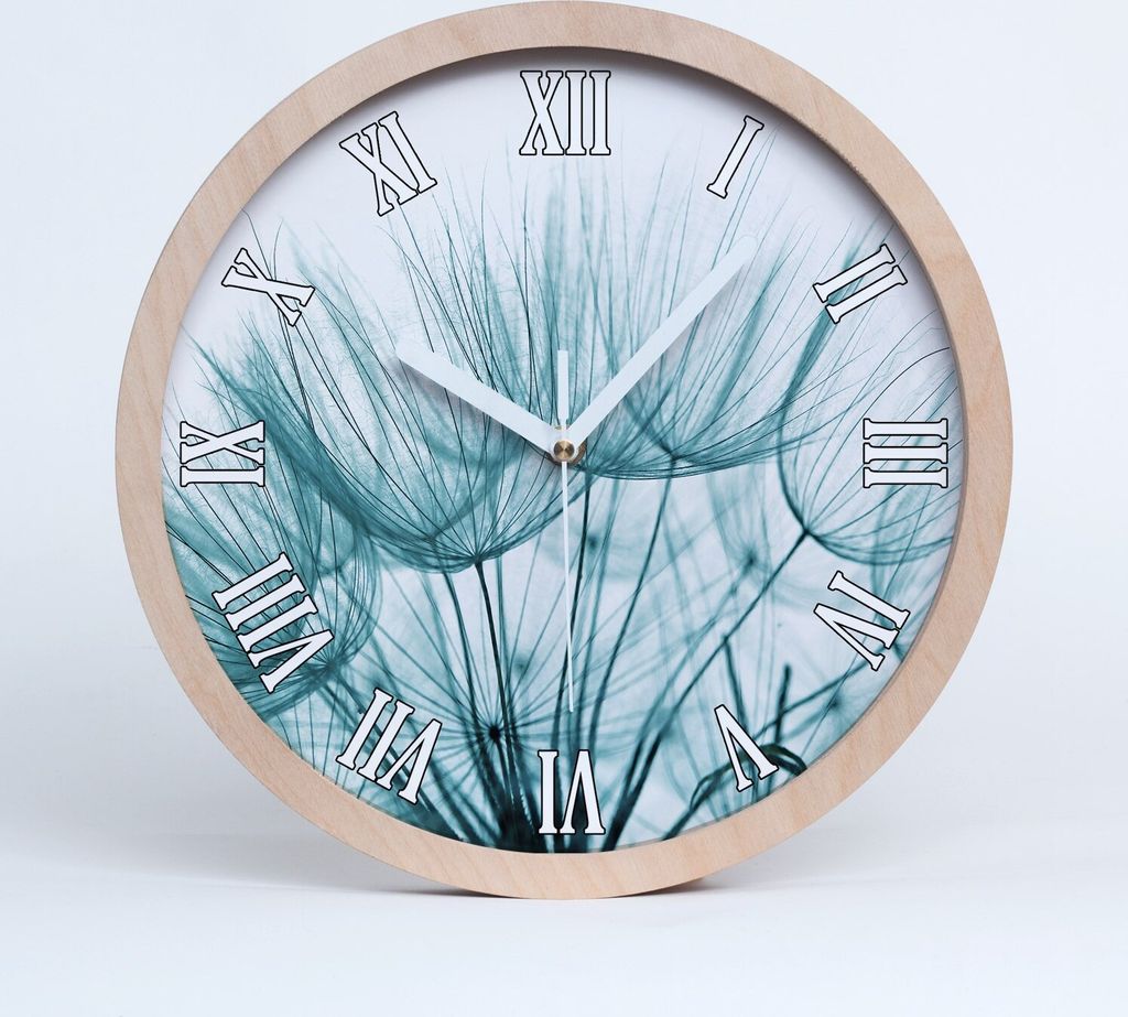 Holzuhr 20fi cm wanduhr - weiße Spitzen - Löwenzahn Samen
