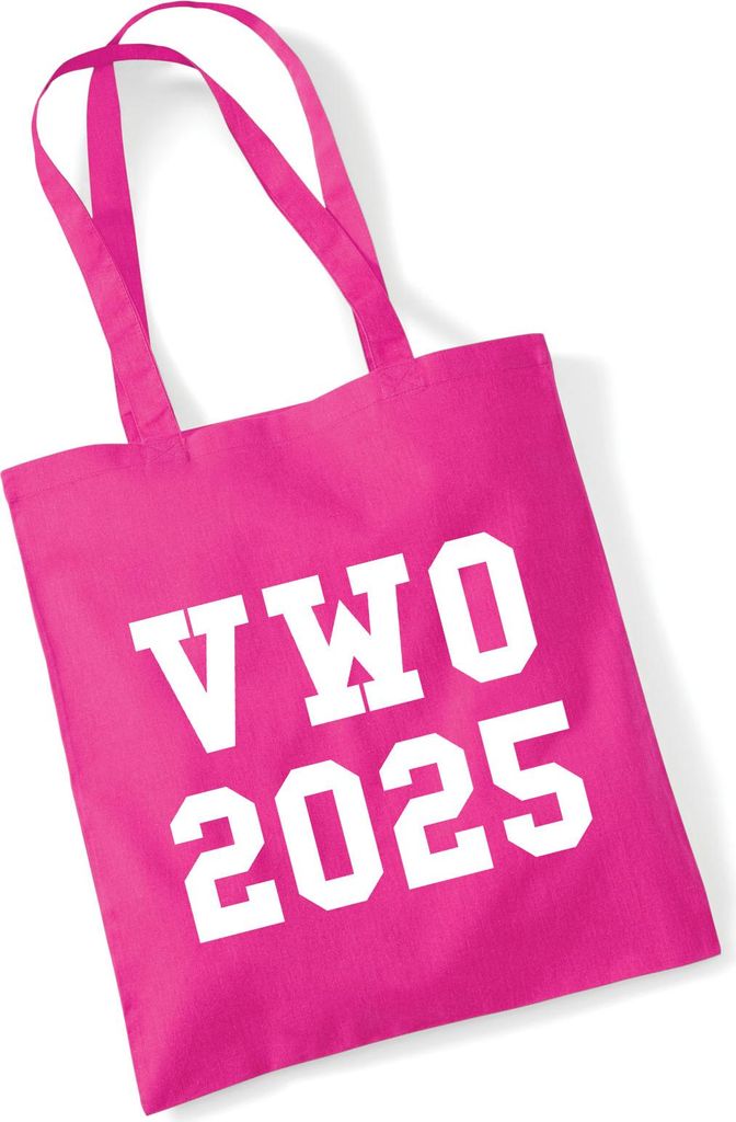 Huuraa Jutebeutel VWO 2025 Abschluss Niederlande 10 Liter Fuchsia Baumwolle Tasche Geschenkidee