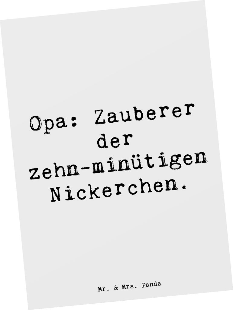 Mr. & Mrs. Panda Grußkarte Spruch Opa Nickerchenmeister - Weiß - Geschenk, Familie, Postkarte, Weihnachten, liebevoll, einzigartige Designs, Gro...